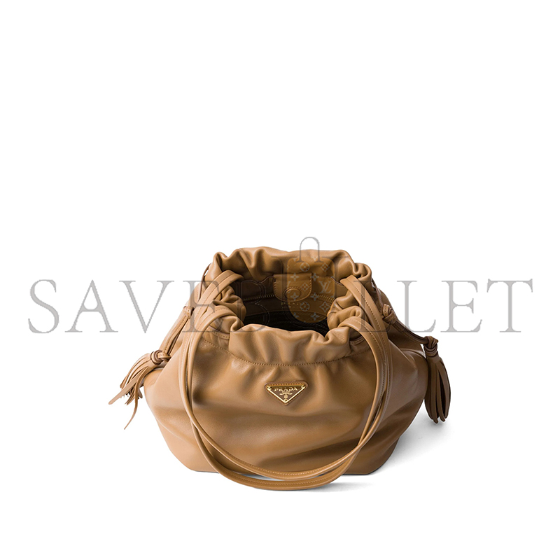 Pra*a black nappa leather shoulder bag 1bg541 (25*24*11cm)